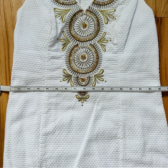 Lilly Pulitzer Gabby Shift Dress in Resort White w Gold embroidery sz 4-like new - Picture 7 of 16